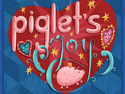 Hand lettering color experiment art hand heart illustration joy lettering pig