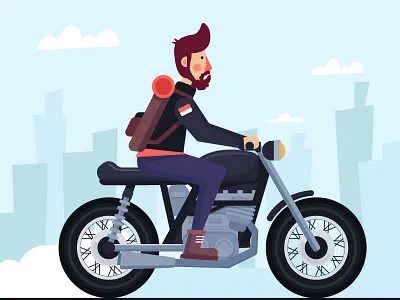 The Motorcycle Rider caferacer character cool gang hipster motorcycle rider