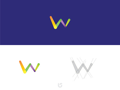 W letter icon advertising alphabet branding colorful creative data letter logo