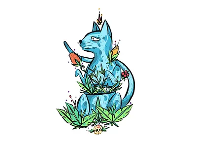 Flower Cat bloom blossom cat color flower illustrator nature rose vector