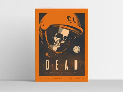 Deadpace Poster astronaut dead halftone illustration poster skull
