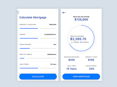 Mortgage Calculator UI app application calculator clean design mobile mortgage simple ui user interface