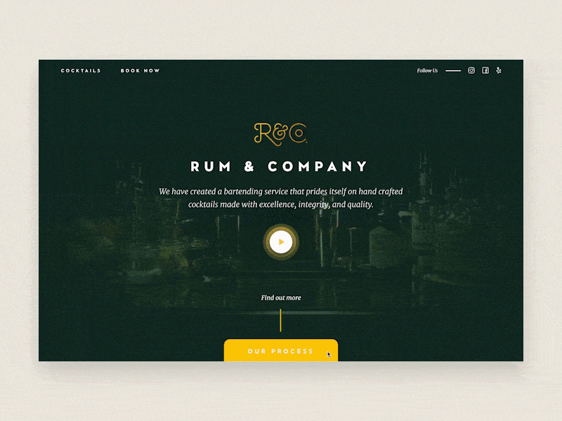 Rum & Co Landing Page bartending landing page rumnco website