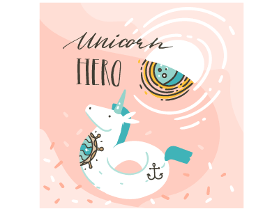 Unicorn Hero abstract animal character art astronaut calligraphy cartoon cosmonaut cosmos illustration lettering space unicorn