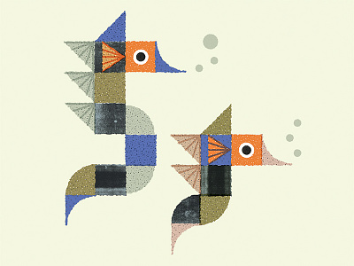 Seahorses 01 animals fauna geometric illustration ocean sea seahorse textures