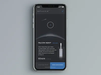 FALCON HEAVY UX Concept app black falcon heavy mobile spacex ui ux