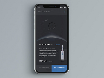 FALCON HEAVY UX Concept app black falcon heavy mobile spacex ui ux