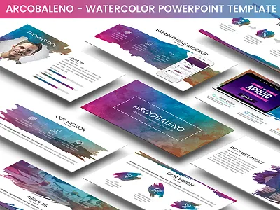 Arcobaleno - Watercolor Powerpoint Template abstract brush colorful creative keynote pitchdeck powerpoint presentation splash template watercolor