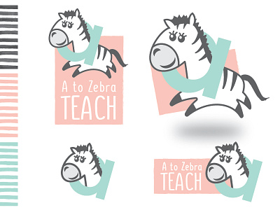 AtoZebra Teach Logo animal brand education fun icon id kids stripes teach type zebra