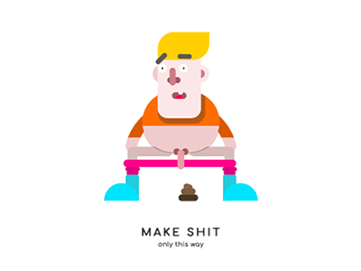 little shitty man for fun animation flat fun shit slogan