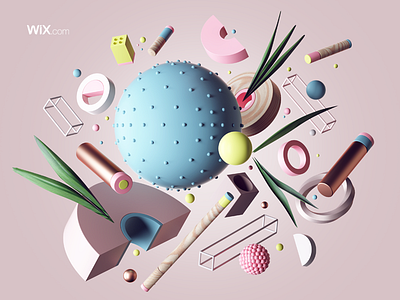 WIX.com 3d animation c4d colors design geometric illustration set