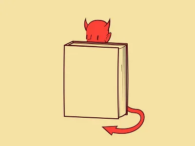 Learn Too Much/less book cartoon devil drawing illustration religion vector