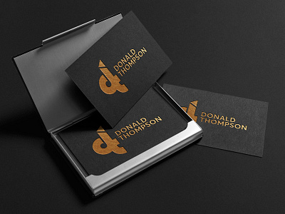 Donald Thompson branding business card card ci dt gold logo