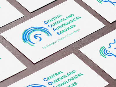 Central Queensland Audiological Services audiology australia blue branding business card ci ear logo