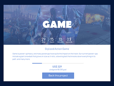 Daily UI #032 — Crowdfunding Campaign campaing crowdfunding dailyui design game money project ui web