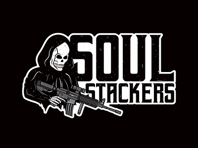 Soul Stackers army gun identity logo military reaper shirt skull tough