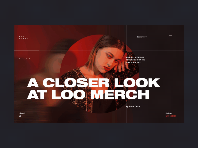 Red Beast Fashion Blog adobepartner adobexd animation blog bold concept fashion gif homepage models ui ux