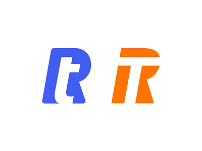 RT Monogram Exploration blue orange letter mark letter r t logo mark symbol icon negative space shape minimal glyph type typography text custom