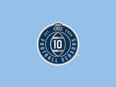 ODU 10 Football Seasons Logo badge branding football logo odu typography