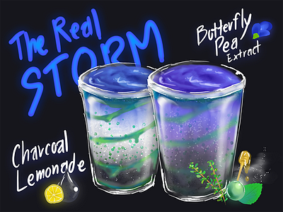 The Real Storm blue charcoal competition design drink lemon menu soda storm