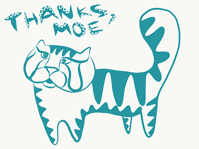 Grateful cat (almost an oxymoron:) flat design illustration lettering