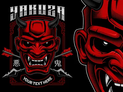 Japanese Oni design harry kasyanov japanese demon oni samurai shirt design vector
