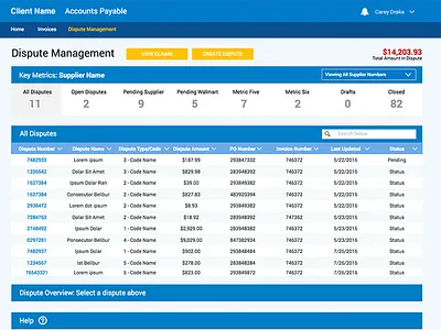 Accounts Payable Disputes Management Dashboard