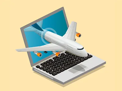 online ticket airplane isometric ticket