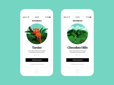 Travel App Landing app bohol concept daily flat illustration mobile noise texture travel ui