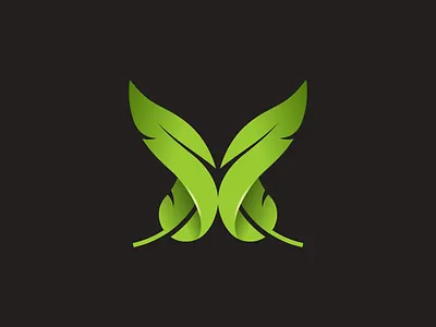 Butterfly made from 2 leaves/feathers butterfly feather feathers green icon leaf leaves logo