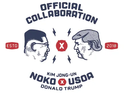 Kim Jong Un vs. Donald Trump donald trump gritty halftone illustration retro trump type typography