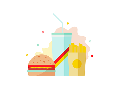 Combo Meal burger color food fun geometry illustration meal minimal shapes simple