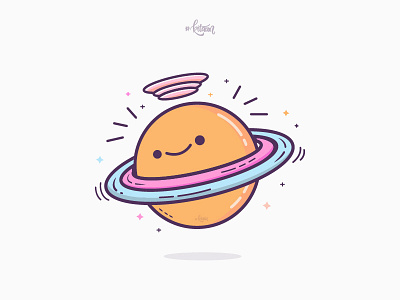 Planet color cute design dribbble icon illustration moon ui ux vector