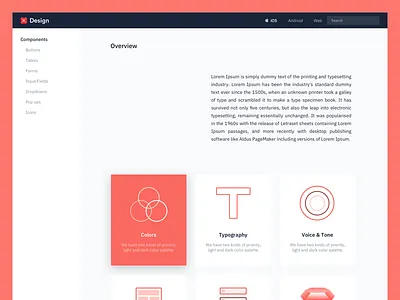 Design Language System (WIP) cards colours design system dls mobile overview sidebar sketch library typography voice and tone web welcome