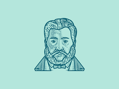 C.H. Spurgeon (Line Engraving Portrait) engraving illustration vector