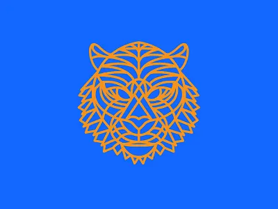 Tiger Head cat design drawing face head icon illustration linear tiger vector