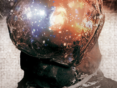 Frozen arctic cold collage galaxy retro space stars unused