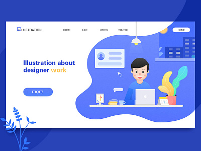 设计师的工作场景 ui 插画