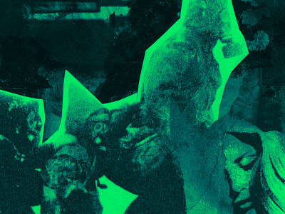 The walk analog collage colored green industrial nuclear paper photocopy postapo soviet
