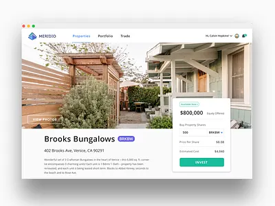 Blockchain Property Web App Product Detail Page blockchain crypto cryptocurrency interface design property app property details real estate tokenization ui ux web app web ui