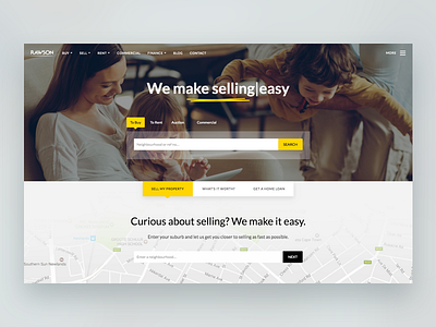 Rawson Properties Website hero landing page property real estate ui website yellow