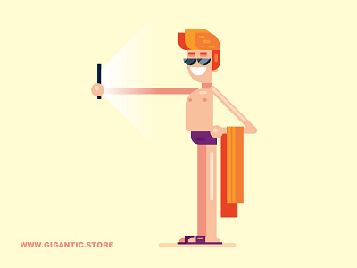 Summer Character Design beach body character design flat design phone selfie summer swimming