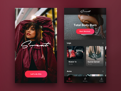 Workout App Concept app dark ui ui ui design workout app