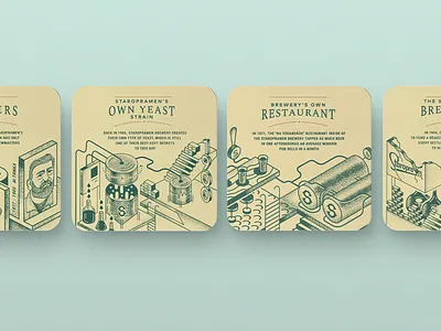 Illustrated coasters for Staropramen Limited Edition 2018 beer coasters drawing graphic design graphics illustration stories storytelling vector illustration