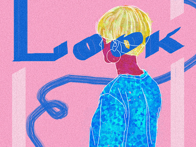 Look bright brushes calligraphy colors frame girl illustration