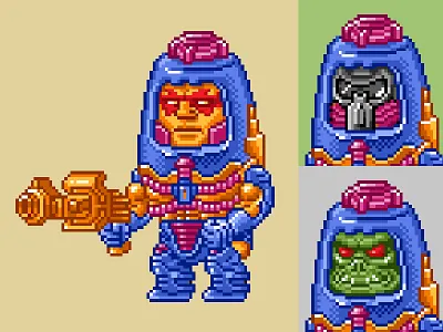 Man-E-Faces Pixels 16 bit 80s he man masters of the universe motu pixel art pixels skeletor