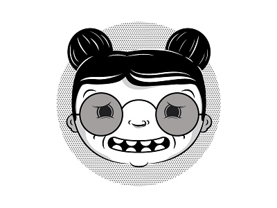 heh. cartoon fakesmile halftones heh illustration meatballhead smile