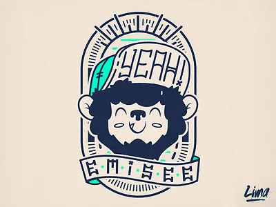 E // Emisee badge character illustrator lineart minimalist vector vectorart