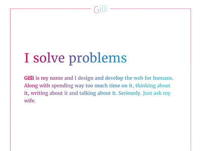 Gilli.is Hero Section hero intro portfolio problems solving