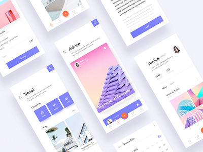 Travel App Ui 4 app colors design layout news overview page photos play social travel ui